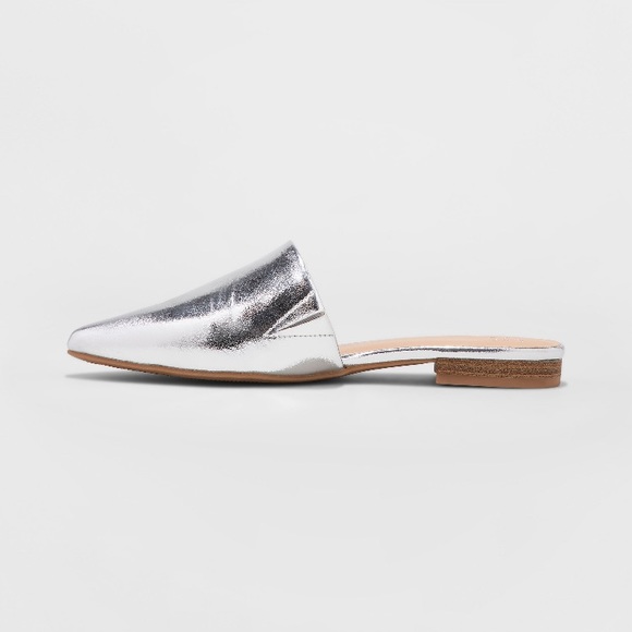 silver metallic mules